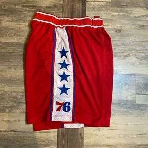 AUTHENTIC PHILADELPHIA 76ERS NIKE 1977 REWIND THROWBACK BASKETBALL SHORTS